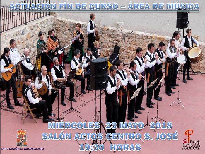 El Área de Música de la Escuela de Folklore de la Diputación de Guadalajara ofrecerá el miércoles su Actuación fin de curso
