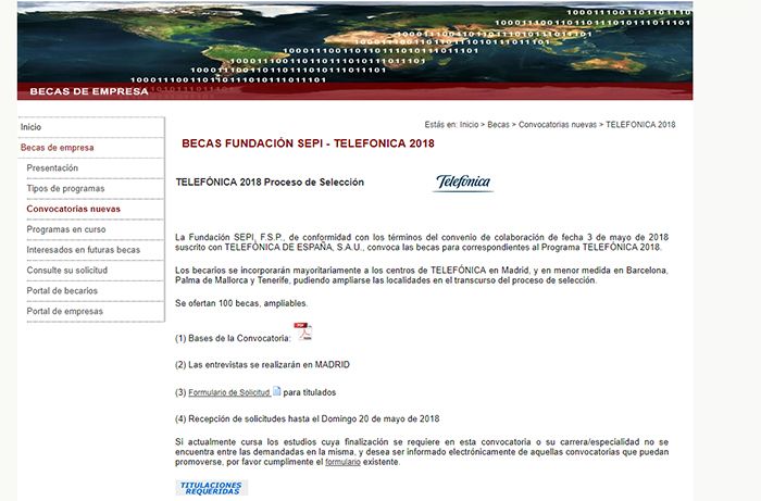 Telefónica lanza una nueva convocatoria de becas de su programa Talentum 1 Telefónica lanza una nueva convocatoria de becas de su programa Talentum