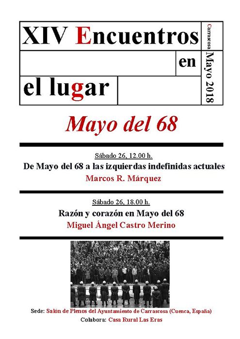 XIV Encuentros en el lugar, en Carrascosa. «Mayo del 68»