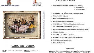 Muestra de música y bailes tradicionales de la Escuela de Folklore de la Diputación de Guadalajara el próximo sábado en Casa de Uceda