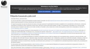Wikipedia se apaga en protesta contra la reforma del copyright que se vota en el Parlamento Europeo este jueves