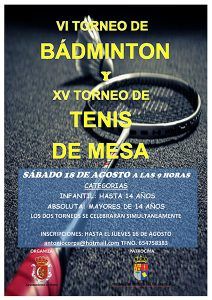 Huete organiza el VI Torneo de Bádminton y XV Campeonato de Tenis de Mesa