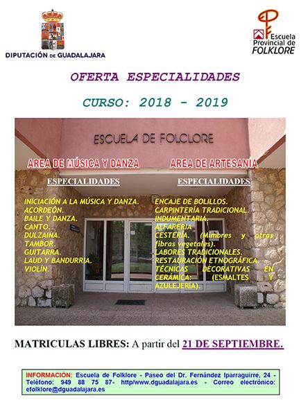 Diputación de Guadalajara abre el plazo de matrícula libre en la Escuela de Folklore 3 Diputación de Guadalajara abre el plazo de matrícula libre en la Escuela de Folklore