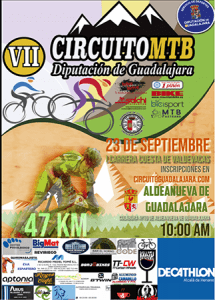 El domingo 23 en Aldeanueva de Guadalajara, séptima prueba del Circuito MTB Diputación de Guadalajara