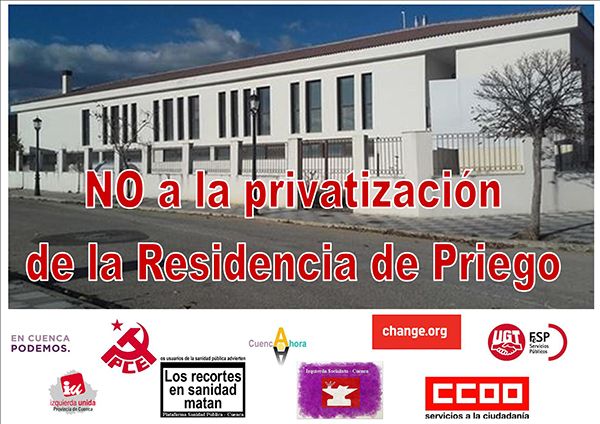 Entrega de firmas en contra de la privatización de la residencia de mayores de Priego y carta a la Consejera de Bienestar Social de la JCCM