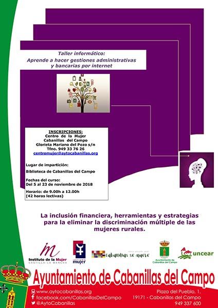 El Centro de la Mujer de Cabanillas organiza un taller sobre gestiones administrativas y bancarias por internet 1 El Centro de la Mujer de Cabanillas organiza un taller sobre gestiones administrativas y bancarias por internet