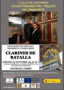 El grupo Clarines de Batalla clausura en Cardenete el II Ciclo de conciertos 250 Aniversario de la construcción del órgano