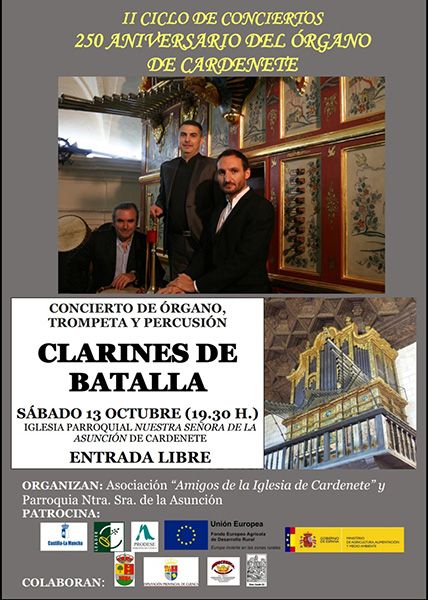 El grupo Clarines de Batalla clausura en Cardenete el II Ciclo de conciertos 250 Aniversario de la construcción del órgano