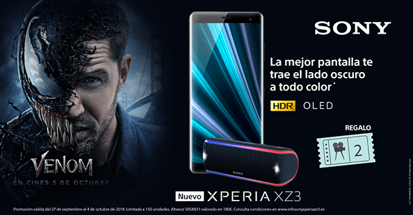 Ya se puede reservar el nuevo Xperia XZ3 y consigue un altavoz bluetooth y una entrada doble para ver la película “Venom”