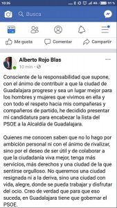 Alberto Rojo se postula para ser el candidato del PSOE a la Alcaldía de Guadalajara