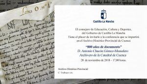 El archivero de la Catedral de Cuenca ofrecerá una conferencia sobre el documento más antiguo del Archivo de Cuenca