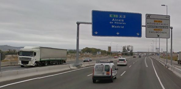 El Ministerio de Fomento hará efectiva este martes la iluminación del tramo de la A-2 comprendido entre Guadalajara y el límite con Madrid