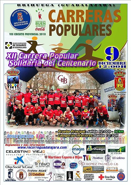El domingo se celebra en Brihuega la XII Carrera Popular del Centenario, última prueba del Circuito Diputación de Guadalajara