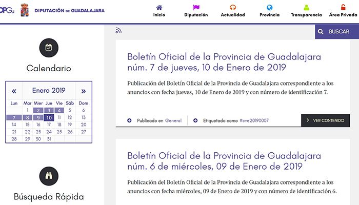El número de usuarios del nuevo Boletín Oficial de la Provincia de Guadalajara aumenta un 25%