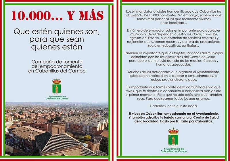 El Ayuntamiento inicia una campaña de fomento del empadronamiento en Cabanillas del Campo