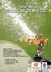 El sábado 23 de febrero, en el Aula de Medio Ambiente de Guadalajara, taller de técnicas de riego