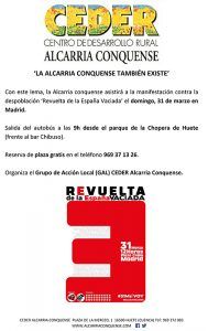 CEDER Alcarria Conquense fletará un autobús el domingo para asistir a la manifestación contra la despoblación “Revuelta de la España Vaciada”