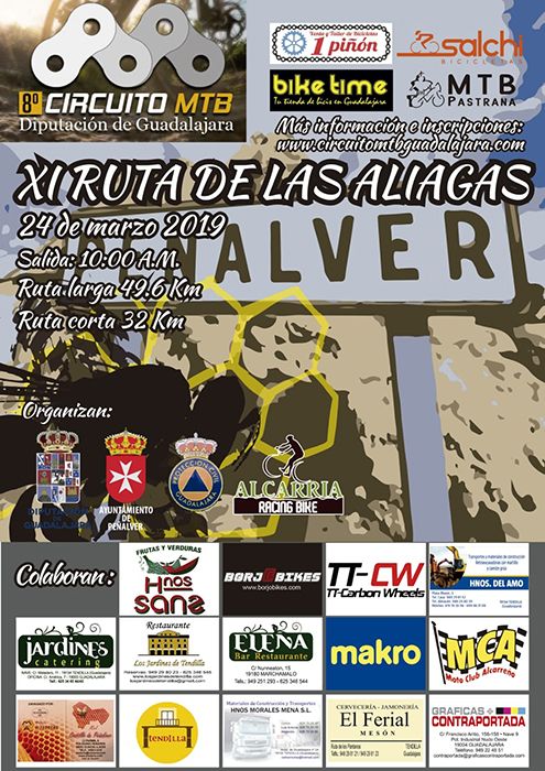 El domingo 24 se celebra en Peñalver la XI Ruta de las Aliagas, primera prueba del Circuito MTB Diputación de Guadalajara