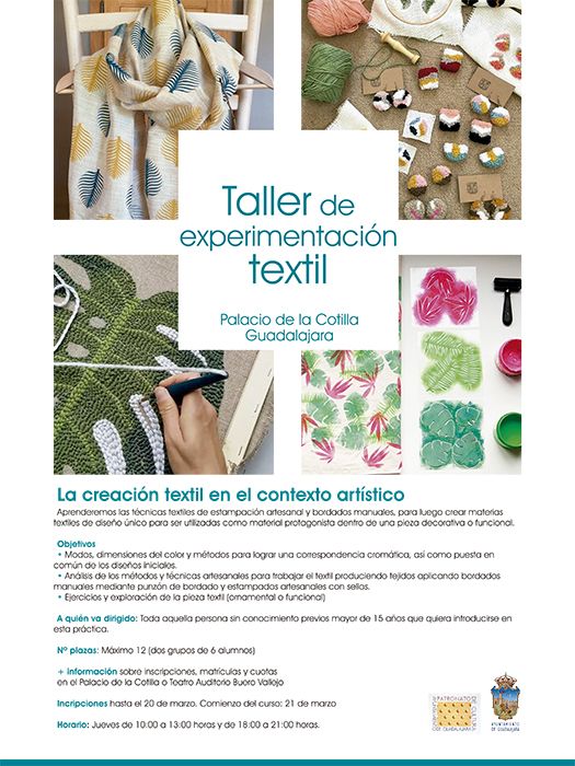 El Patronato Municipal de Cultura de Guadalajara aumenta su oferta formativa con la impartición de un “Taller de experimentación textil”