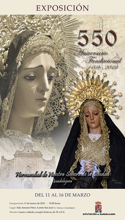 Exposición de la Hermandad de la Virgen de la Soledad de Guadalajara y presentación de libro póstumo de López de los Mozos, el lunes 11 en la Sala de Arte de Diputación