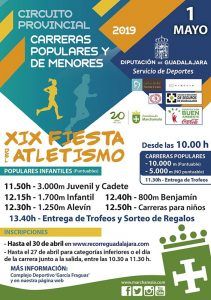 El miércoles 1 de mayo se celebrará la XIX Fiesta del Atletismo de Marchamalo, segunda prueba del Circuito Diputación de Guadalajara