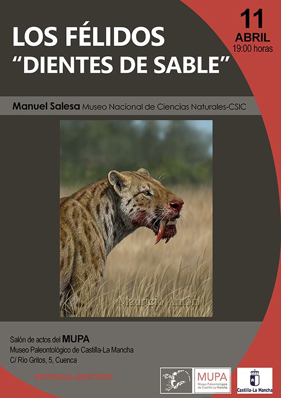 El Museo de Paleontología acoge el próximo jueves la charla “Los Félidos, dientes de sable”