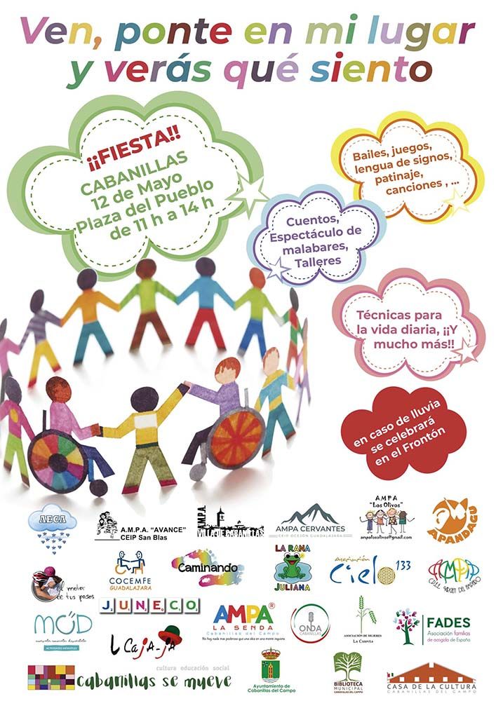 El proyecto Ponte en mi lugar llenará de actividad la Plaza del Pueblo de Cabanillas en una jornada por la inclusión