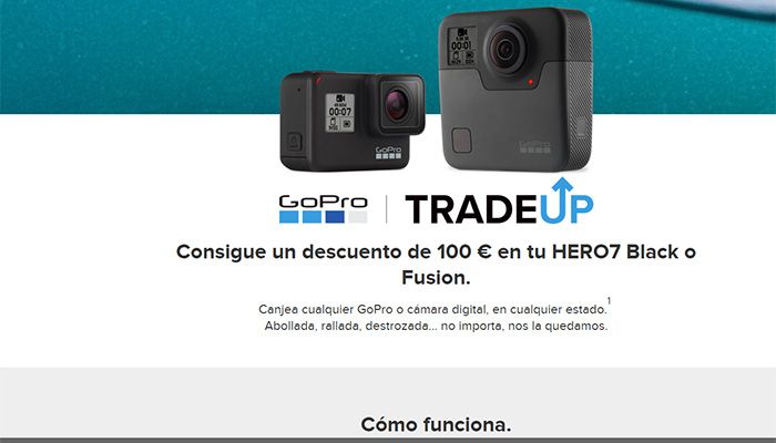 Los usuarios podrán enviar cualquier GoPro de antigua generación, o cualquier otra cámara digital, y recibir 100€ de descuento para adquirir la HERO7 Black o Fusion