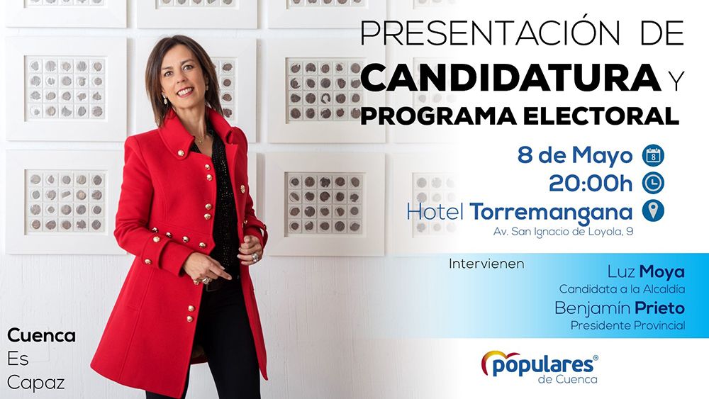 Luz Moya presenta este miércoles su candidatura y su programa electoral en un acto abierto a todos los conquenses