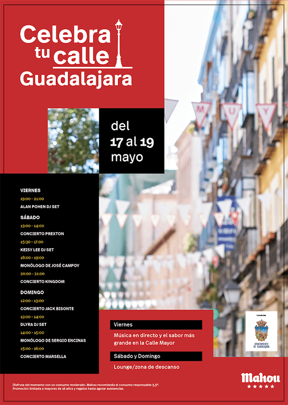 Mahou Cinco Estrellas “Celebra tu Calle” con numerosas actividades este fin de semana en la Calle Mayor de Guadalajara