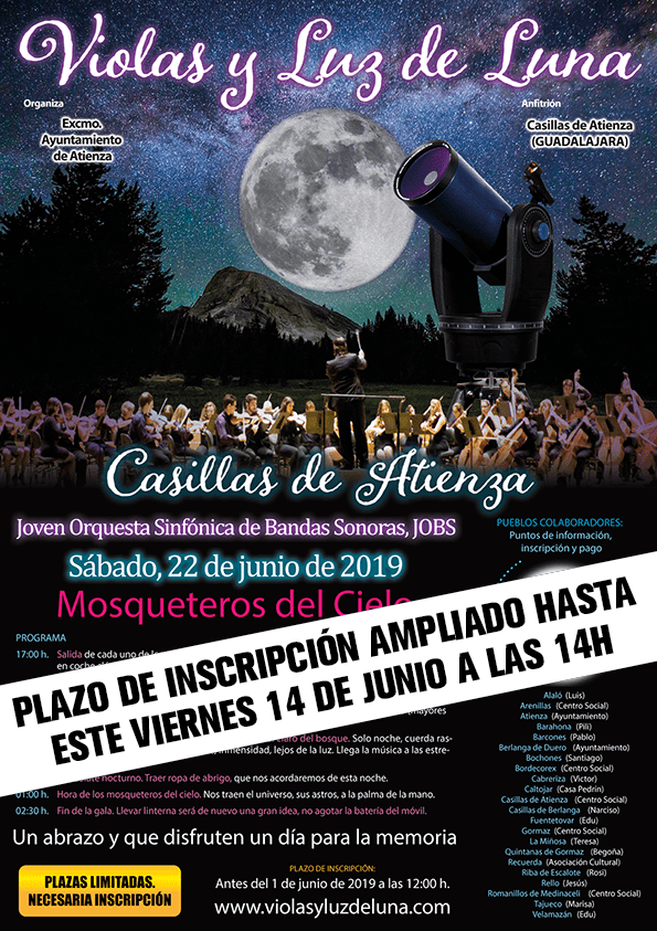 La gala Violas y Luz de Luna, que se celebrará en Casillas de Atienza amplía el plazo de inscripción hasta este viernes 14 de junio 3 La gala Violas y Luz de Luna, que se celebrará en Casillas de Atienza amplía el plazo de inscripción hasta este viernes 14 de junio