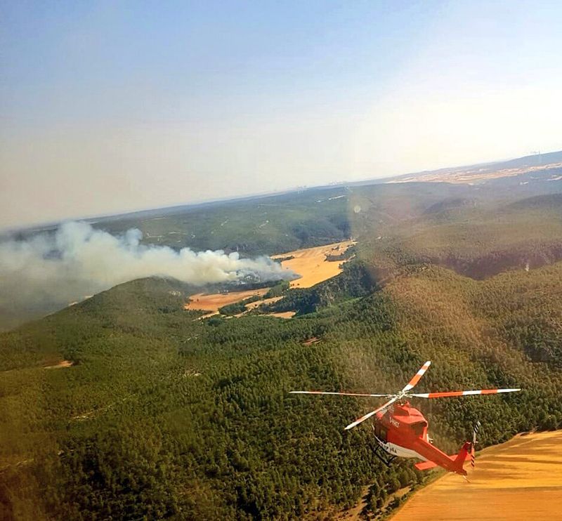 15 medios y 66 personas luchan contra el fuego en un incendio declarado en Paracuellos