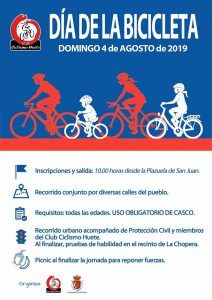 Huete celebrará el Día de la Bici el próximo 4 de agosto