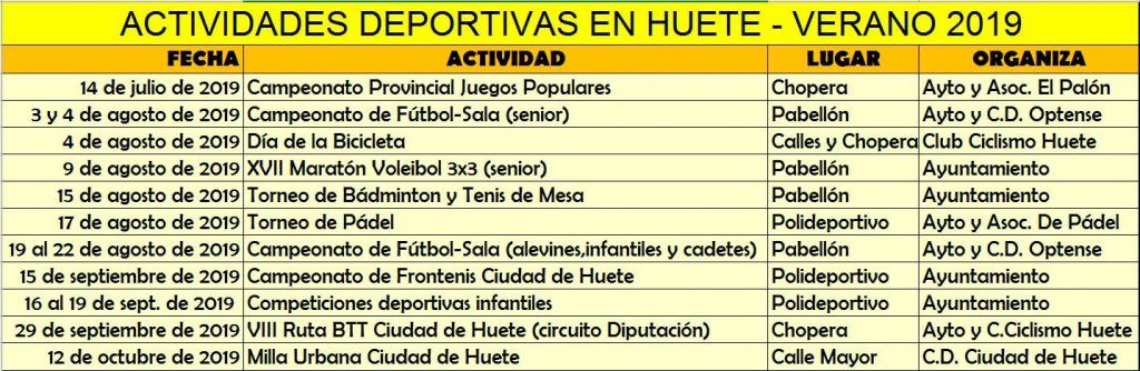 Huete prepara un ambicioso programa de actividades deportivas para este verano