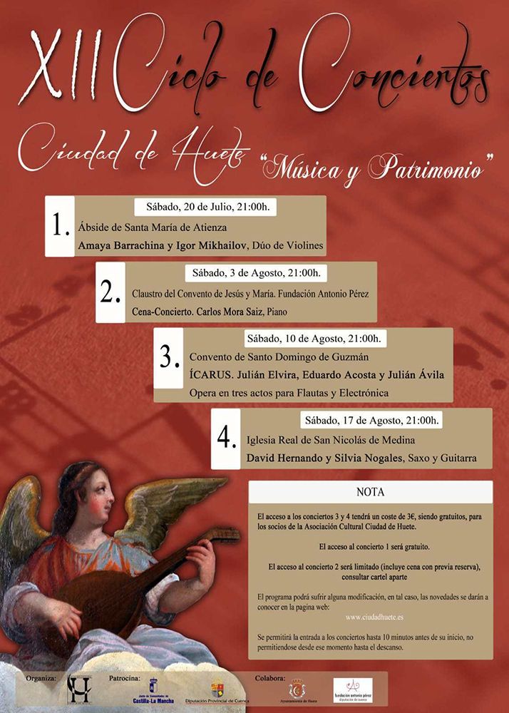 La Asociación Cultural Ciudad de Huete presenta su XII Ciclo de Conciertos Ciudad de Huete “Música y Patrimonio”