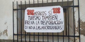 Los pueblos limítrofes a la Villa Romana de Noheda se llanan de pancartas para frenar la macrogranja proyectada