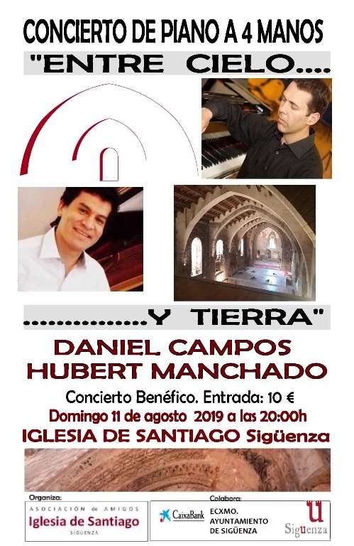 Este domingo, concierto de piano benéfico a favor de la Iglesia de Santiago