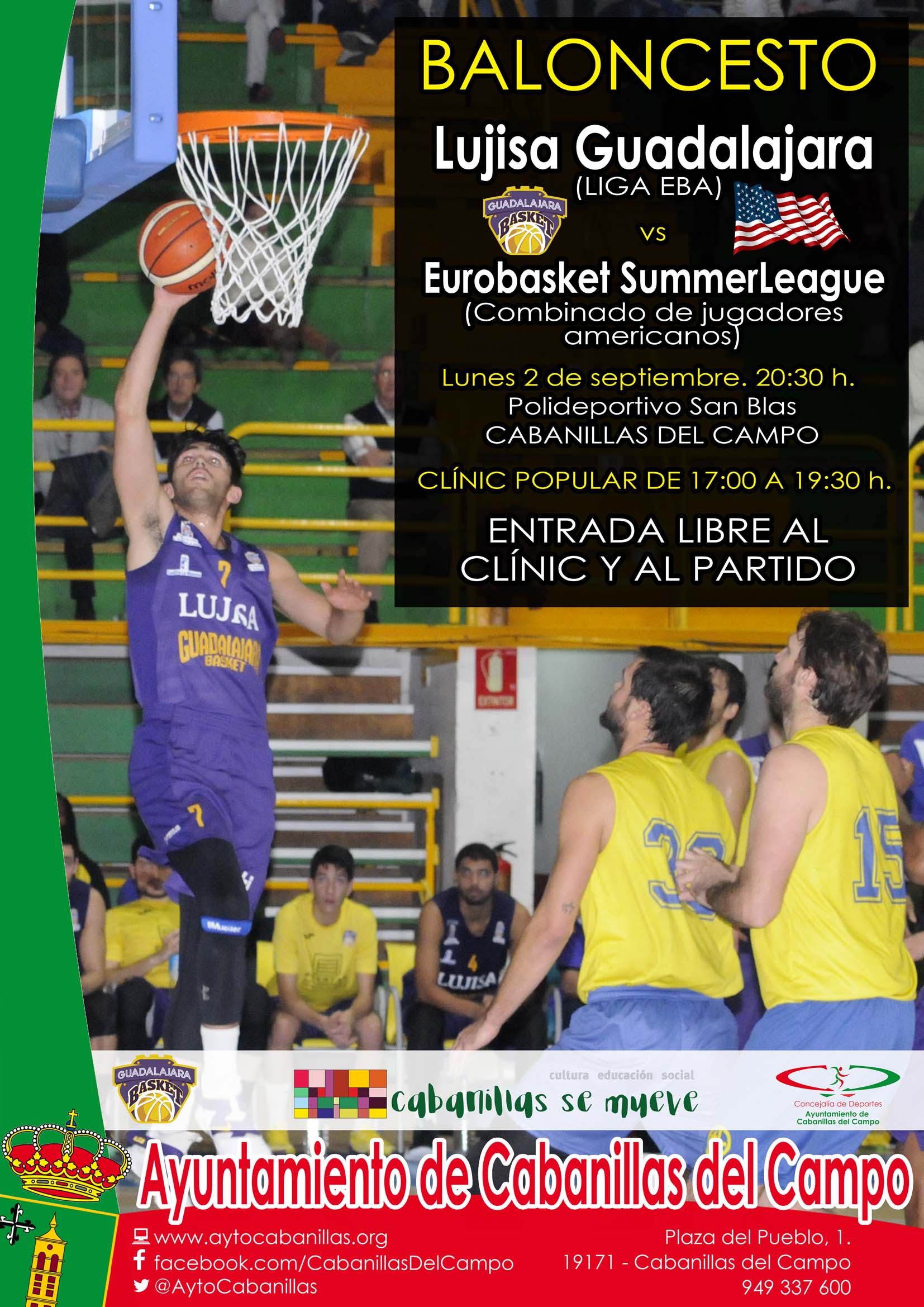 Cabanillas acogerá un partido internacional de baloncesto, el lunes 2 de septiembre