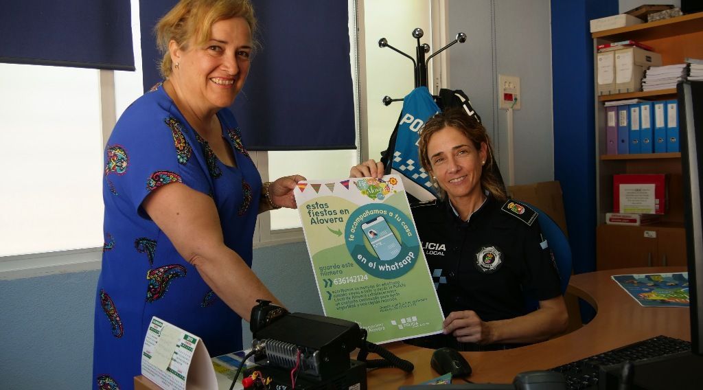 Alovera ofrecerá en fiestas un nuevo servicio de acompañamiento a casa por whastapp por medio de la Policía Local