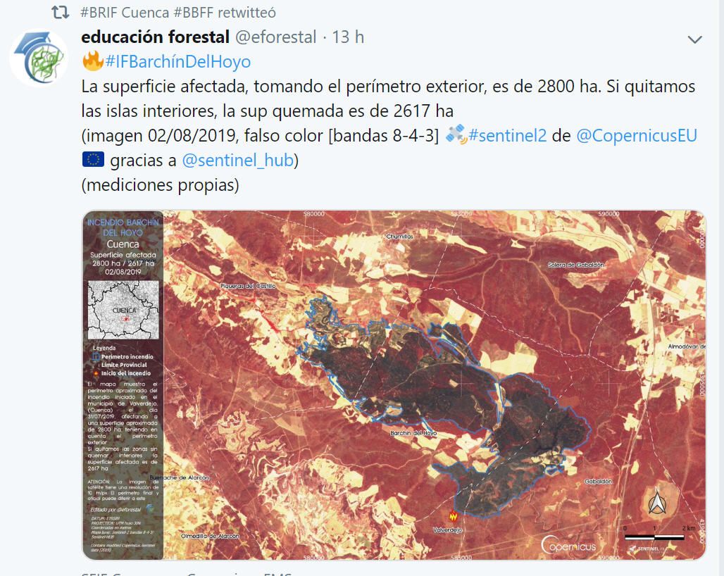 Educación Forestal estima en 2.617 las hectáreas quemadas en Barchín del Hoyo.