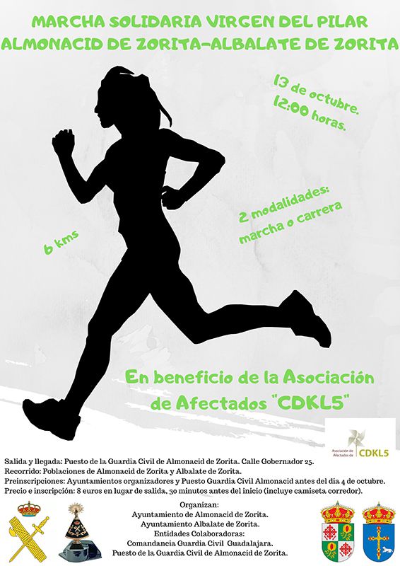 Los ayuntamientos de Almonacid y Albalate de Zorita organizan la Marcha Solidaria Virgen del Pilar