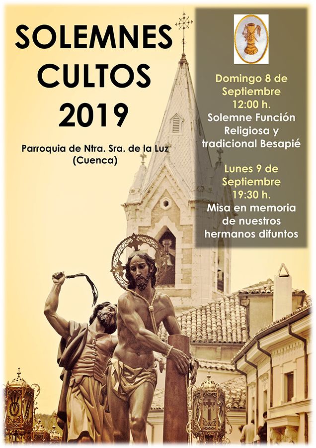 Los días 8 y 9 de septiembre se celebrarán los Cultos en honor a Ntro. Padre Jesús Amarrado a la Columna 3 Los días 8 y 9 de septiembre se celebrarán los Cultos en honor a Ntro. Padre Jesús Amarrado a la Columna