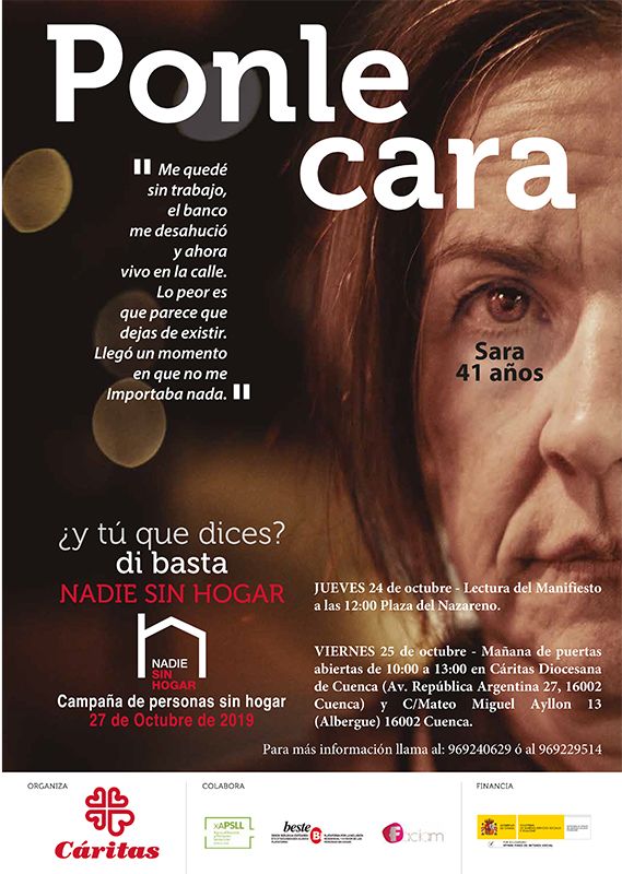 Cáritas Cuenca hace visible la realidad de las personas sin hogar con la campaña “Ponle cara”