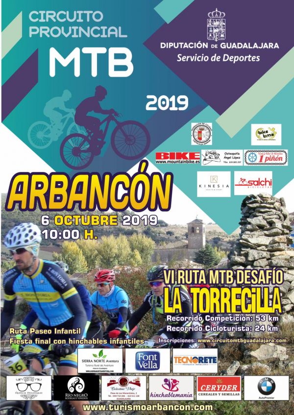 El domingo 6 se celebra en Arbancón la VI Ruta MTB Desafío La Torrecilla, sexta prueba del Circuito Diputación de Guadalajara