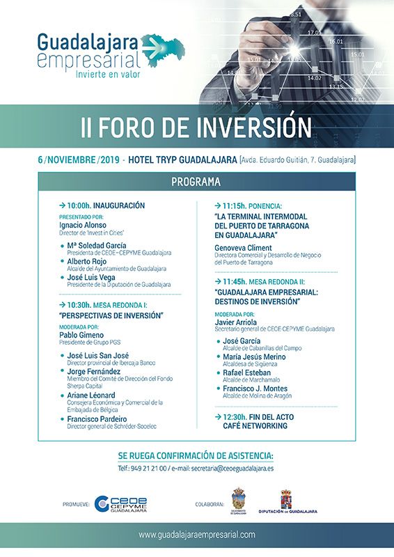 El II Encuentro de Inversión de Guadalajara se celebrará el próximo seis de noviembre