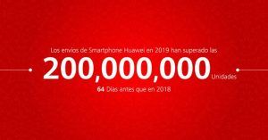 Huawei distribuye 200 millones de unidades de Smartphones en 2019 en tiempo récord