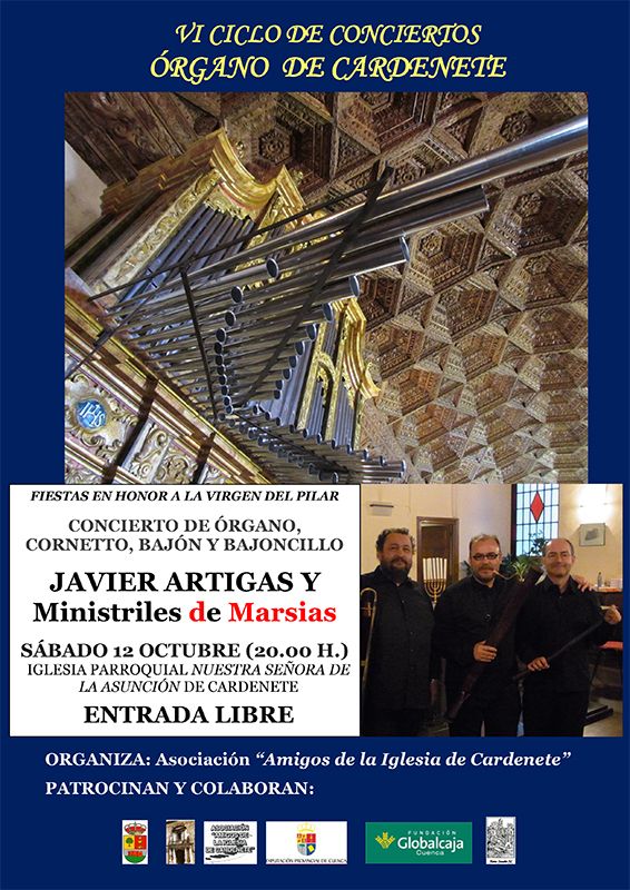 Javier Artigas y el grupo Ministriles de Marsias clausuran el VI Ciclo de conciertos del órgano de Cardenete 3 Javier Artigas y el grupo Ministriles de Marsias clausuran el VI Ciclo de conciertos del órgano de Cardenete