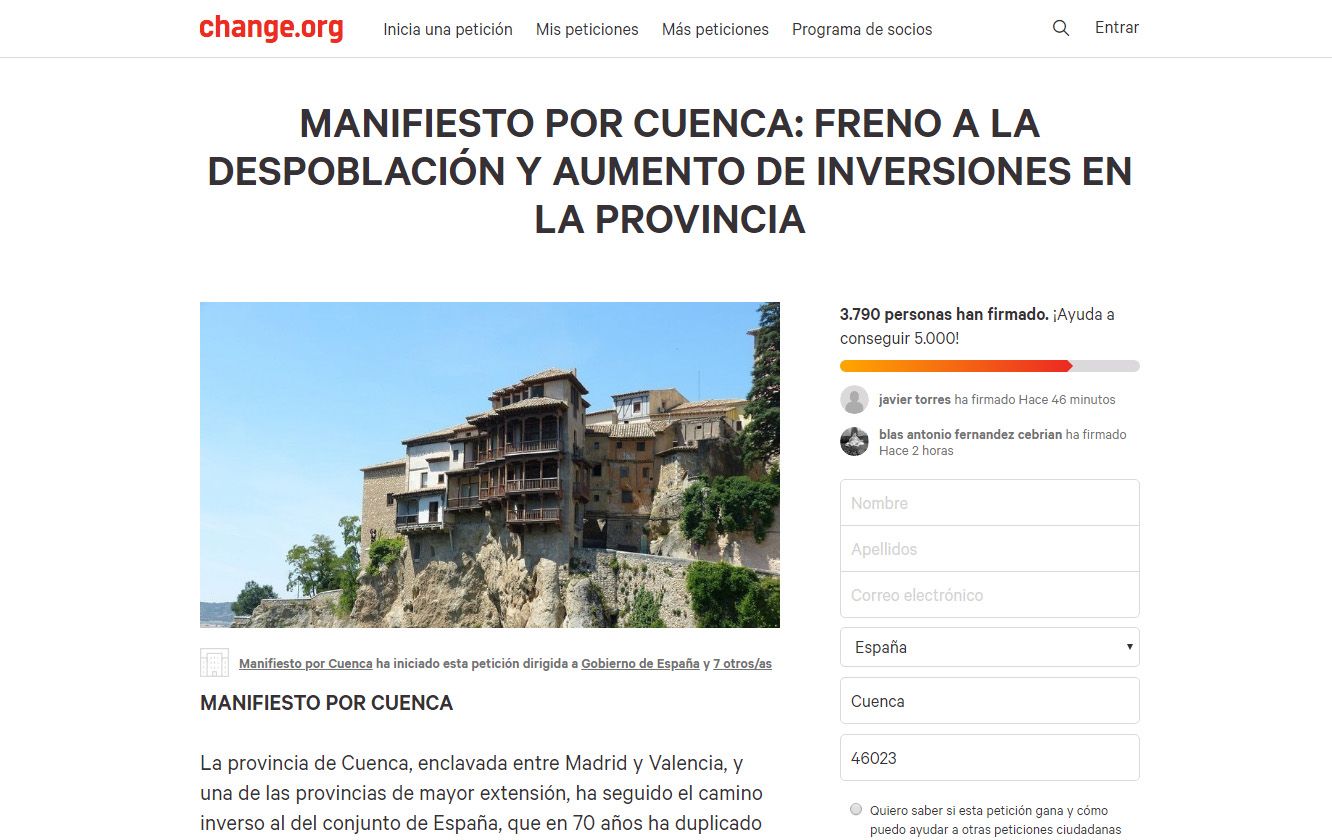 Candidatura de Cuenca pide una participación masiva en la campaña de recogida de firmas Manifiesto por Cuenca