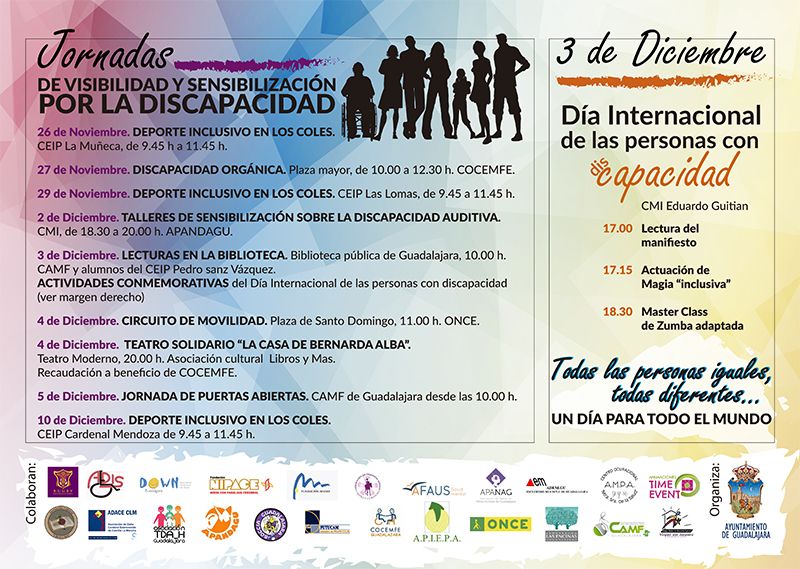 El Ayuntamiento de Guadalajara se suma a la conmemoración del Día Internacional de la Discapacidad con una semana de propuestas de visibilización e información 3 El Ayuntamiento de Guadalajara se suma a la conmemoración del Día Internacional de la Discapacidad con una semana de propuestas de visibilización e información