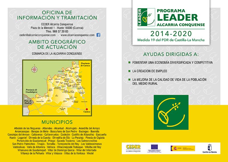 CEDER Alcarria Conquense publica las Bases de las tres nuevas Convocatorias de ayudas para empresas, ayuntamientos y entidades sin ánimo de lucro